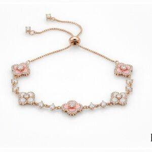 Lunivair floral & crystal bracelet, 18K rose gold plating 💖